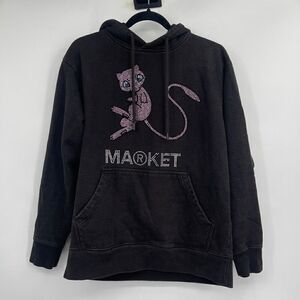 Market Black Long Sleeve Pokemon Mew Rhinestone Pullover Hoodie Medium